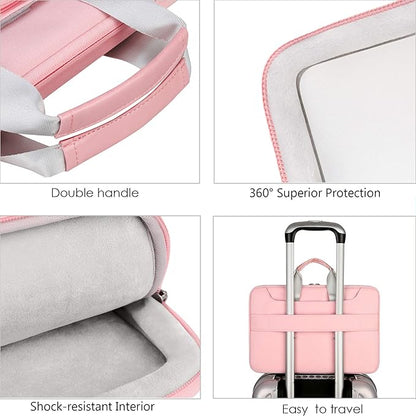Lacdo 360° Protective Laptop Shoulder Bag, 14 inch Laptop Sleeve Bag for 14 inch New MacBook Pro M5/M4/M3/M2/M1 Chips Pro Max A3434 A3112 A3401 A3185 A2918 A2992 2025-2021 Computer Messenger Bag, Pink