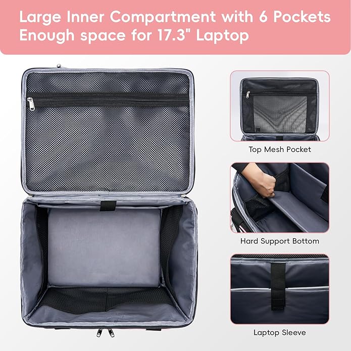 2025 Rolling Teacher Tote Bag with 15.6" Laptop Compartment