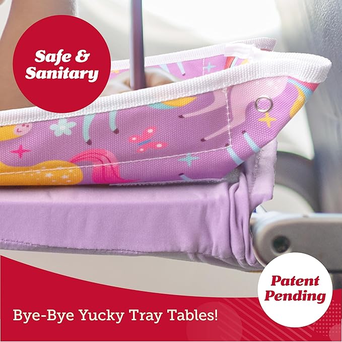 Lusso Gear Airplane Tray Cover - Pockets & Tablet Holder Toddler Travel Essentials - Washable Hygienic Mat Kids Travel Essentials - Activity Mat for Toddler Plane Activities - Mermaids Pattern