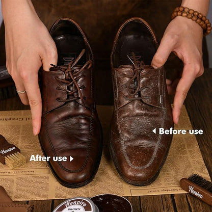 Henviro Leather Shoe Polish Kit - Birthday Gifts for Men, Leather Boot Care Kit, Dad, Shoe Shine Kit, Mens Gifts Idea