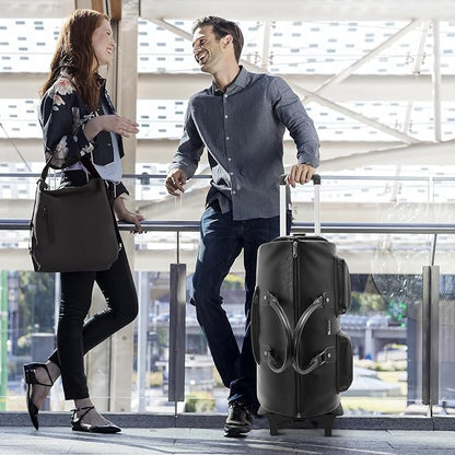 Leather Garment Bag for Travel, Modoker Carry On Suit Carrier Travel Bag with Shoulder Strap/Multiple Pockets - Ideal for Business Trips & Weekend Getaways - The Garment Duffel Bag for Traveling Men