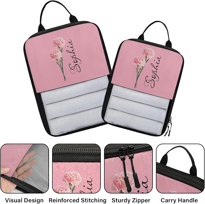 Custom Name 6 Set Compression Packing Cubes for Travel Accessories Customized Expandable Packing Organizers Personalized Carry On Essentials Luggage Bags, January