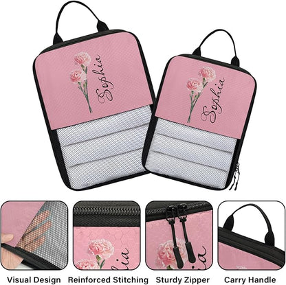 Custom Name 6 Set Compression Packing Cubes for Travel Accessories Customized Expandable Packing Organizers Personalized Carry On Essentials Luggage Bags, January