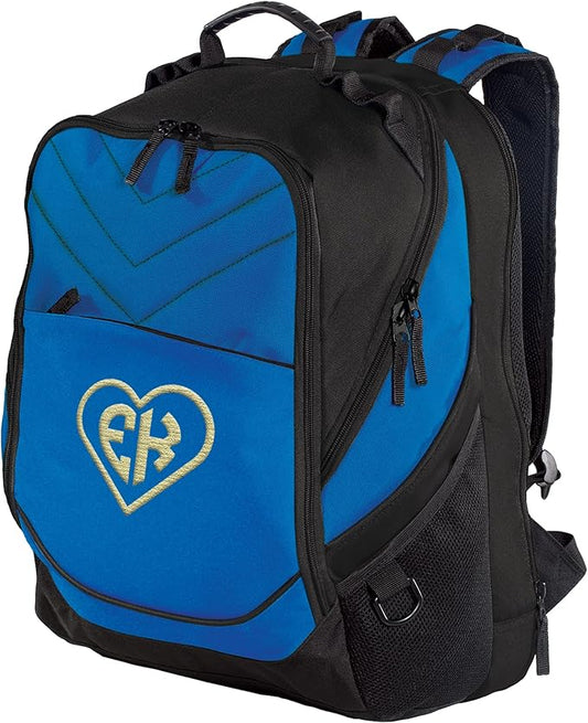 TEEAMORE Custom Travel Laptop Backpack Add Your Embroidered Monogram Computer Water Resistant Bag Shock Blue Black