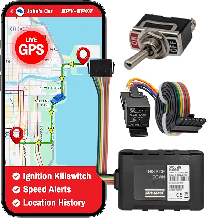 Spy Spot GV53MG Vehicle GPS Tracker with 4G Hard Wire Kill Switch, Remotely Disable The Ignition from Any Location, Real-Time Locator & Tracking Device with US, CA, MX Coverage, Subscription Required