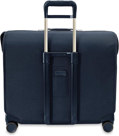 Briggs & Riley Deluxe Wardrobe Spinner - Checked Luggage for Travel, Suitcases with Wheels, Softside Rolling Bag for Men & Women, Built in Hook for Clothes - Baseline Collection, Navy