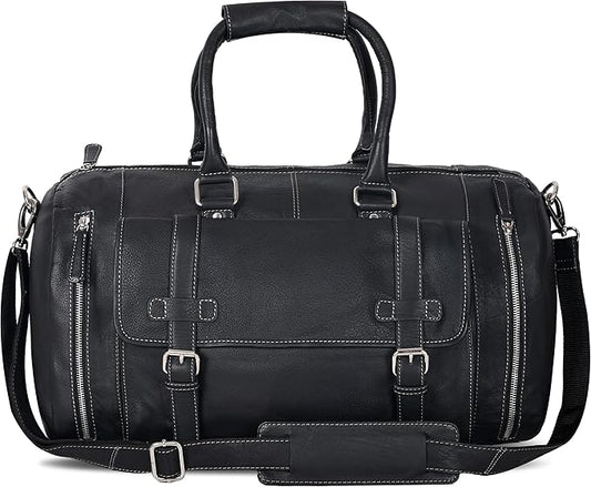 Genuine Leather Duffle Bag for Men | Vintage Weekender Travel Bag | Overnight Carry-On Luggage | Handmade Leather Gym Bag for Men