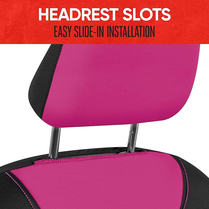 Motor Trend AquaShield Waterproof Front Seat Covers, Pink Seat Covers for Cars – Neoprene Front Car Seats Cover, SUV Seat Covers Protector - Car Interior Cover for Auto, Trucks, & Dog Owners