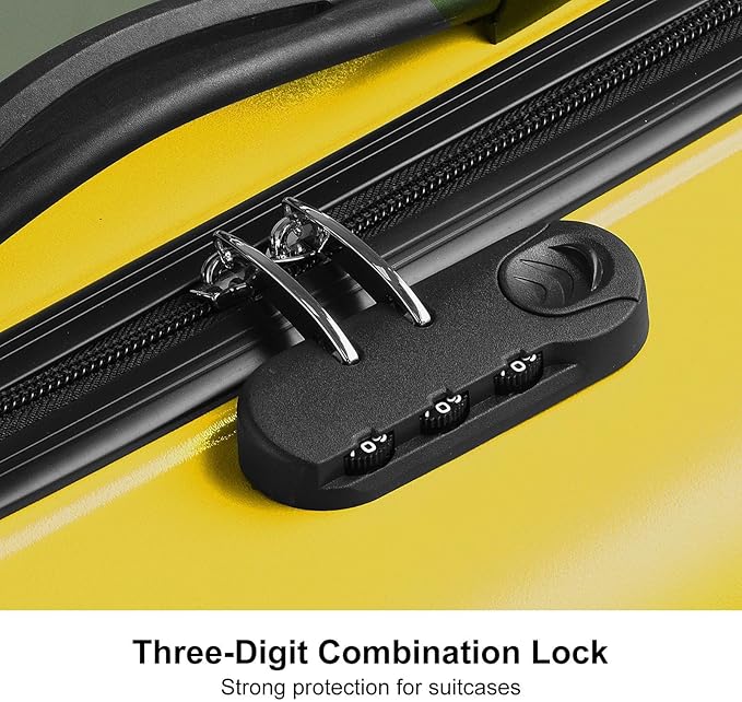 24 Inch Ride On Kids Suitcase with Wheels, Ride on Luggage with Pedal, Hardshell Kids Suitcase Adjustable Safe Harness, ABS+PC, Up To 100 Lbs, Yellow
