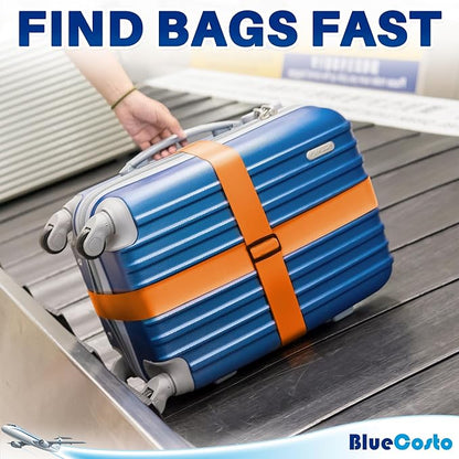 Luggage Straps for Suitcases - TSA Approved - Orange, 20 PK - Bulk Multipack Premium Nylon Belts for Suitcase, Briefcase & Travel Bag - Adjustable Strap Length 46" - 78"