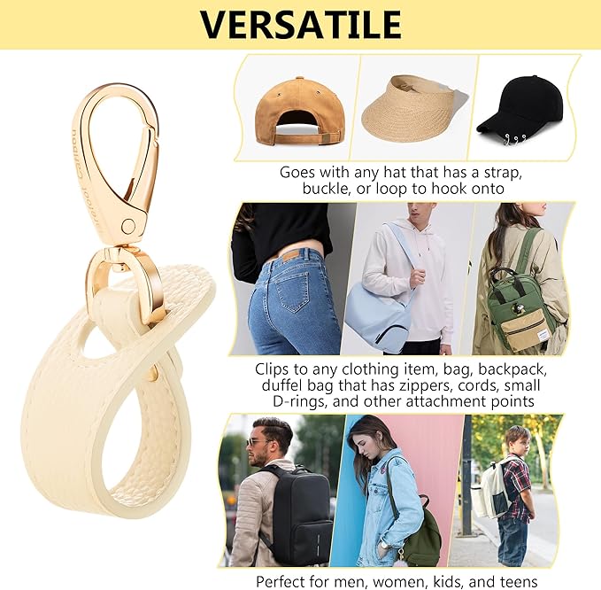 BAREFOOT CARIBOU Hat Clip for Travel, Hands-Free Bag, Backpack, Purse, and Hiking Gear Clip-on Holder Strap for Baseball, Snapback, and Ponytail Caps