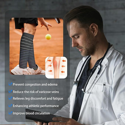 LEVSOX Thick Cotton Compression Socks for Women&Men 20-30mmHg Knee High Cute Support Sock for Nurses, Pregnancy, Travel