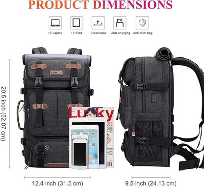 WITZMAN Travel Backpack for Men 40L Large Carry-on Airline Approved Convertible 3 in 1 laptop Bags Fit 17 inch(A8013 Black)