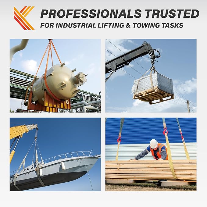 2-Ply Lifting Straps 2”x 4 ft Webbing Sling Tree Saver 1Pack Heavy Duty Web Strap Rigging Moving Towing Hoisting Gear KODIAK STRAPS