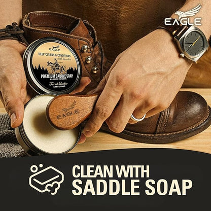 Leather Boot Care Kit – Mink Oil, Saddle Soap for Leather, Applicators & Cloth – Leather Care Kit, Boot Leather Care Kit, Leather Shoe Care Kit for Cowboy Boots, Work Boots, Shoes, and Tack