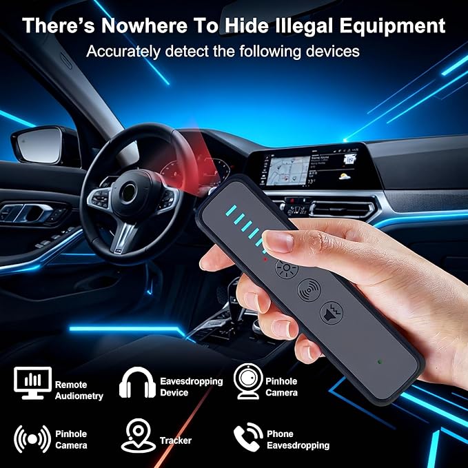 SALAN Hidden Camera Detector – Portable RF Detector & Camera Finder with Infrared Lens Scanner, GPS Tracker Detector for Vehicles, Bug Sweeper & Hidden Device Detector for Hotel Rooms, Travel
