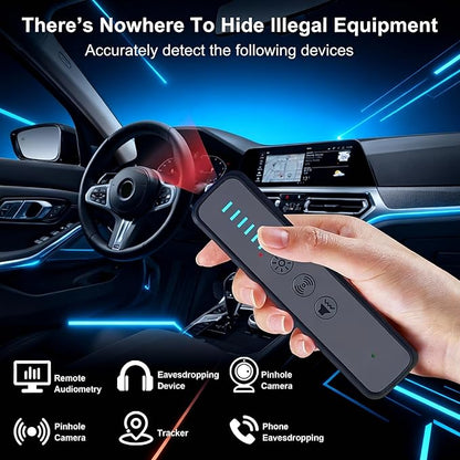 SALAN Hidden Camera Detector – Portable RF Detector & Camera Finder with Infrared Lens Scanner, GPS Tracker Detector for Vehicles, Bug Sweeper & Hidden Device Detector for Hotel Rooms, Travel
