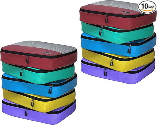 Large Packing Cubes for Travel - 10pc Packing Cubes for Suitcases - Lightweight Luggage Organizer Bags