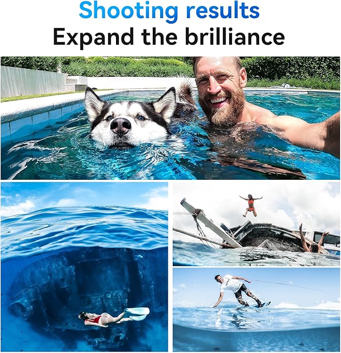 TELESIN Waterproof Dome Port for DJI Action 6 5 Pro Action 4 3 Camera, Underwater Housing Case w Floating Handle Grip Wrist Strap Dive Diving Snorkeling Accessories