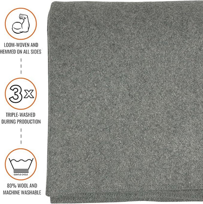 Arcturus Military Wool Blanket - Warm, Thick, Washable - Great for Outdoors, Camping, Stadium Blanket, Picnics, Travel - Car & Bushcraft Survival Kits