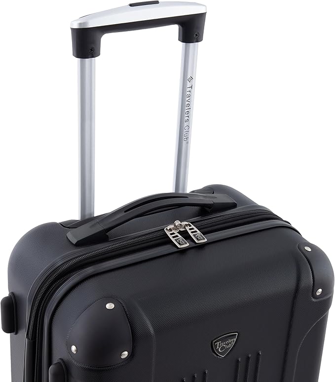Travelers Club Chicago Hardside Expandable Spinner Luggage, Black, 20" Carry-On