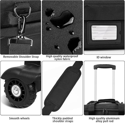 Rolling Teacher Bag, Rolling Briefcase with Detachable Trolley, Large capacity rolling bag with Laptop compartment, Adjustable Shoulder Strap, and Ample Storage Space