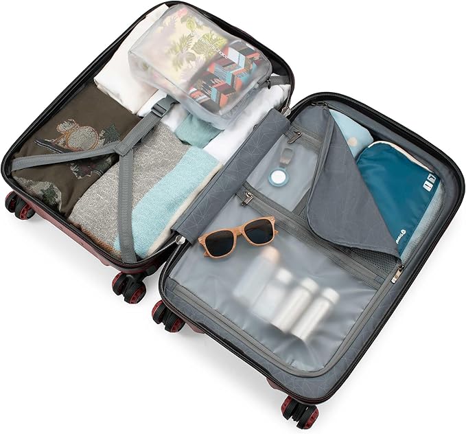 Traveler's Choice Maxporter II 22" Hardside Polycarbonate Spinner Carry-On Luggage, USB Port, TSA Lock, Red