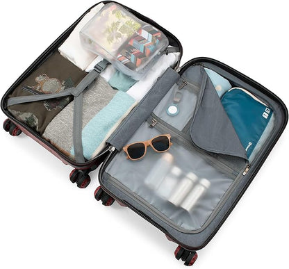 Traveler's Choice Maxporter II 22" Hardside Polycarbonate Spinner Carry-On Luggage, USB Port, TSA Lock, Red
