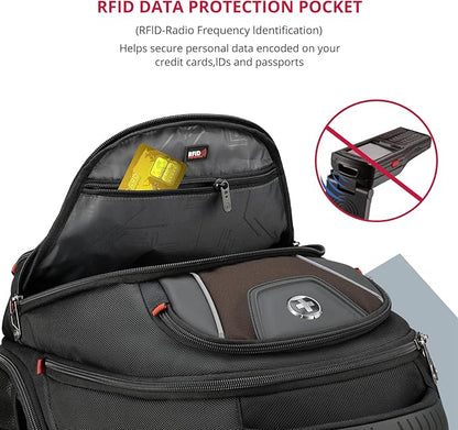 Swissdigital Design Men's Laptop Backpack for Man，Large Capacity Business Travel Backpack Black/Brown | J14-32