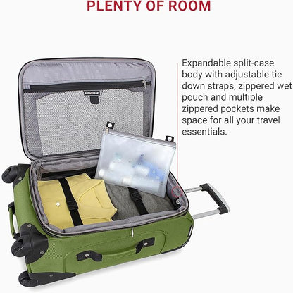 SwissGear Sion Softside Expandable Luggage with Spinner Wheels, Evergreen, 2-Piece Set (21/29)