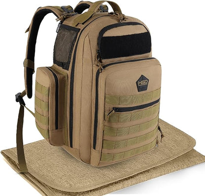 HighSpeedDaddy - Baby Diaper Backpack, Military-Grade, Waterproof, Compact Baby Travel Bag with Diaper Changing Mat