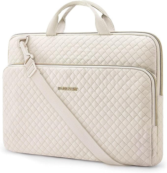 BAGSMART 15.6 Inch Laptop Shoulder Bag, Laptop Sleeve Compatible with MacBook Pro 16 Inch,15.6 Inch HP,Dell,Acer Aspire,Asus Notebook, Protective Case with Shoulder Strap,Pocket,Handle, Beige
