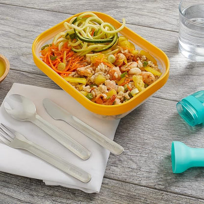 ZOKU Pocket Utensil Set, Teal - Stainless Steel Fork, Knife, and Spoon Nest in Case - Portable Design for Travel, School, Work, Picnics, Camping and Outdoor Home Use