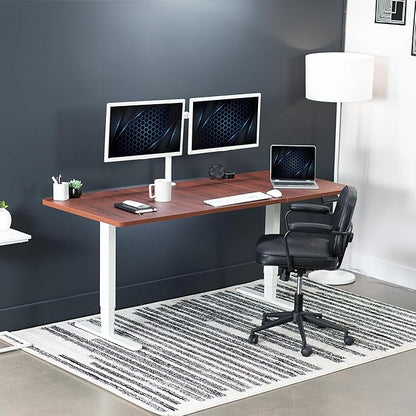 VIVO Electric 71 x 30 in Dual Motor Sit Stand Desk, Memory Height Adjustment, 2B Series, Dark Walnut Top White Frame, DESK-KIT-2W7D