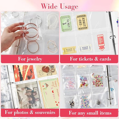 Large Transparent Jewelry Storage Book with 300 Pockets and 50 Jewelry Pouches,Travel Jewelry Organizer and Storage,Jewelry Binder Organizer for Earring,Bracelet,Necklace
