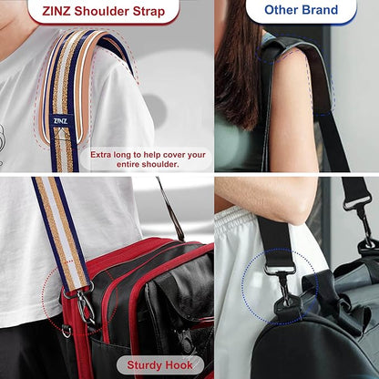 ZINZ 60" Universal Bag Strap with Ultra-thick Fixed Breathable Pad Adjustable Heavy-duty Shoulder Strap for Laptop bag Crossbody Luggage Gym Bag Camera Bag and more -TH01B06