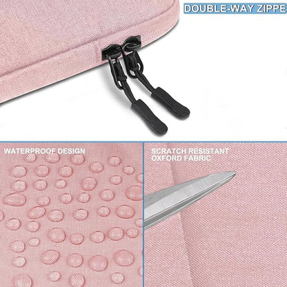 Laptop Sleeve Case 14 inch, Shockproof Protective Computer Cover with Accessories Pocket, Portable Laptop Bag Compatible for 14 inch MacBook Air/Pro, Dell, HP, Acer, Asus, Lenovo, Pink