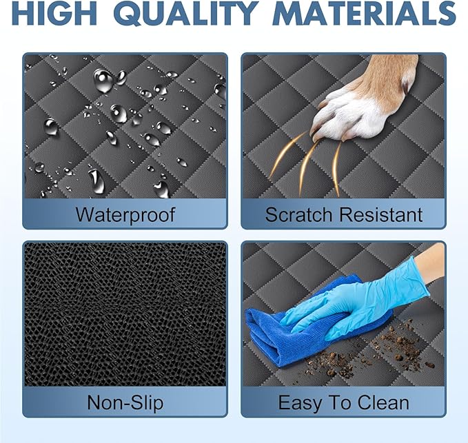 Backseat Cover for Dogs, Waterproof and Non-Slip Pet Bench Seat Covers, Car Seat Protector for Back Seat, Universal Size Rear Car Seat Cover Fits Cars, Trucks and SUVs, L-Charcoal Grey&Grey