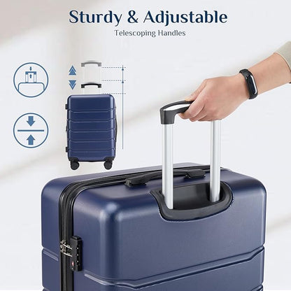 OLIXIS 21 Inch Carry-On Luggage, Hardside Suitcase with Spinner Wheels, Lightweight ABS Hard Shell Travel Luggage, TSA Approved Lock, Expandable Small Suitcase for Business & Travel–Blue