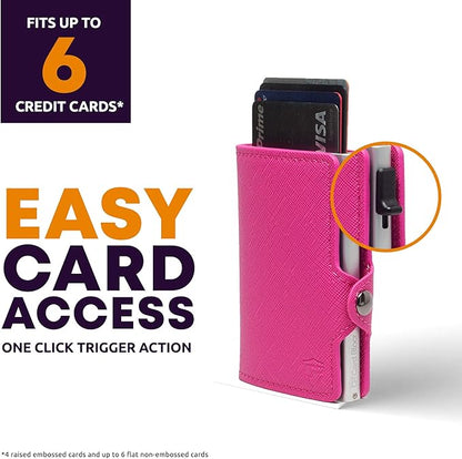 Conceal Plus Small RFID Wallet for Women, Slim Compact RFID Blocking Credit Card Holder Womens Wallet, Smart Pop Up Minimalist Card Case, Holds 4-6 Standard Cards Plus Cash & ID, Compact Travel Wallet