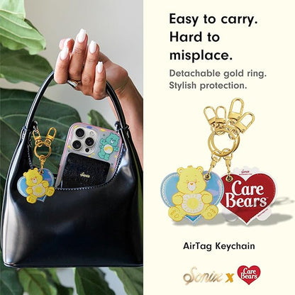 Sonix x Care Bears Keychain Case Compatible with Apple AirTag | Protective AirTag Cover Keychain Charm | Yellow Funshine Bear