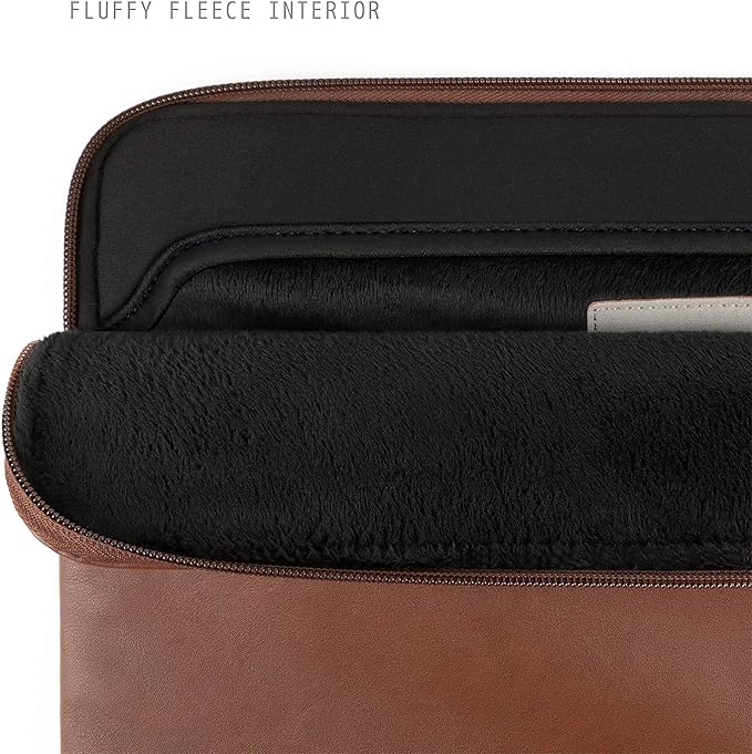 Comfyable Leather Laptop Sleeve Compatible with 16 Inch MacBook Pro M4 2024 & 15 Inch MacBook Air M4 M3 M2 2025, Brown