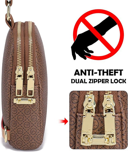 INICAT Small Anti Theft Crossbody Bags for Women, Vegan Leather Sling Cross Body Purse Travel Essentials Teen Girl Gifts