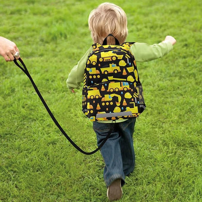 Construction Trucks Kid's Toddler Backpack for Boys Girls Preschool Nursery with Safety Leash (01144)
