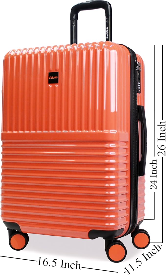 World Traveler Dejuno Tonal 24-Inch Polycarbonate Lightweight Hardside Expandable Spinner Luggage Suitcase with TSA Lock - Coral