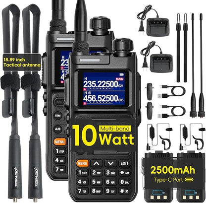 Baofeng Radio Ham Radio Handheld UV-26 10W Long Range Rechargeable NOAA Weather Two Way Radio Walkie Talkie with 18.8-inch High Gain Tactical Antenna for Survival Gear Hunting Camping, 2 Pack