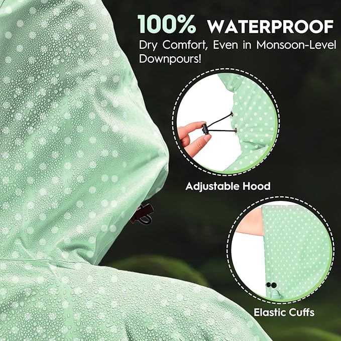 Bruvoalon 3-in-1 Rain Poncho with 1/4 Zip & Chest Pocket, Waterproof, Sunshade, Ground Mat for Adults & Youth Emergency
