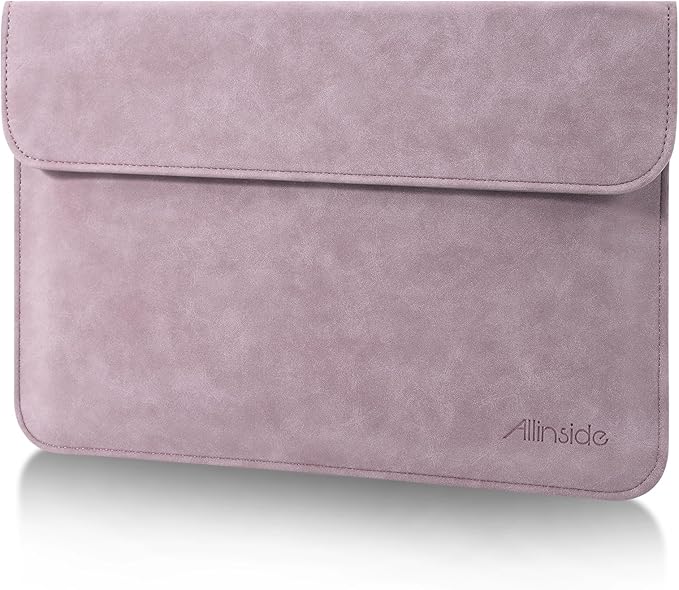 Allinside 13 Inch Laptop Sleeve Case for MacBook Air 13 2018-2025/MacBook Pro 13 2016-2022/Macbook Pro 14 2021-2024, Waterproof Matte PU Leather Horizontal Envelope Protective Case Cover, Purple