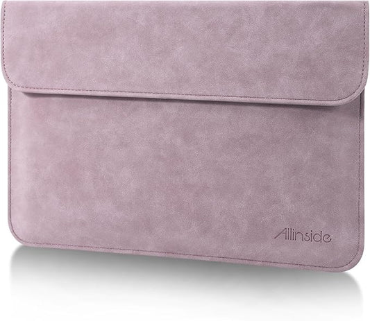 Allinside 13 Inch Laptop Sleeve Case for MacBook Air 13 2018-2025/MacBook Pro 13 2016-2022/Macbook Pro 14 2021-2024, Waterproof Matte PU Leather Horizontal Envelope Protective Case Cover, Purple