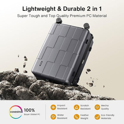 SHOWKOO Luggage Sets 2 Piece 20/28 Inch Hardside Expandable Lightweight PC Suitcase Sets with Double Spinner Wheels TSA Lock, Sliver Gray